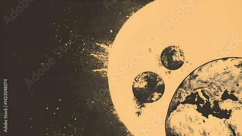 Vintage celestial composition, planets and stardust, cosmic exploration