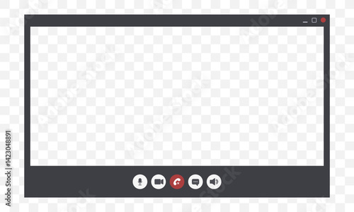 Videocall Interface template. Conference meeting mockup. Background of video chat screen for teleconferences. Vector Illustration in flat style.