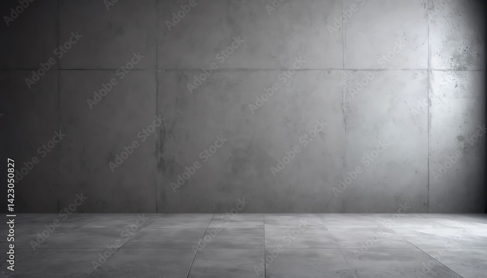 Modern Minimalist Empty Room with Grey Concrete Wall and Floor Background Modern Minimalist Empty Room with Grey Concrete Wall and Floor Background