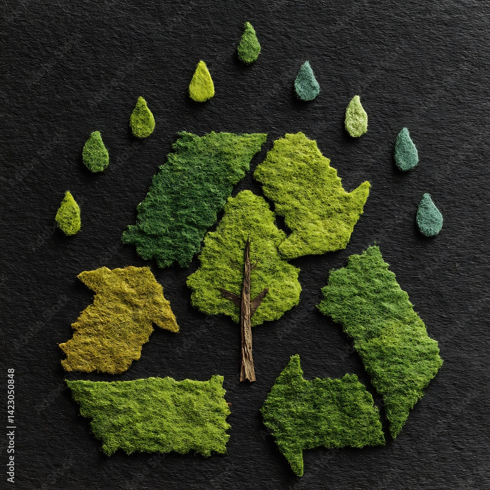 Recycled Tree Graphic, Dark Background