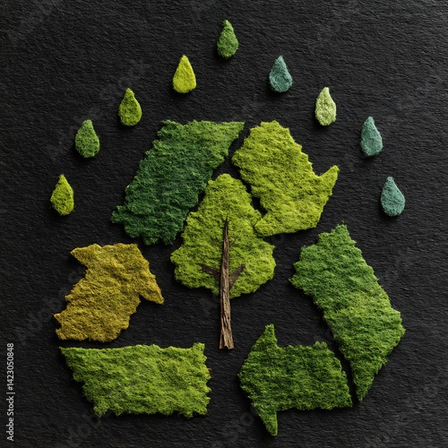 Obraz na płótnie Recycled Tree Graphic, Dark Background w salonie