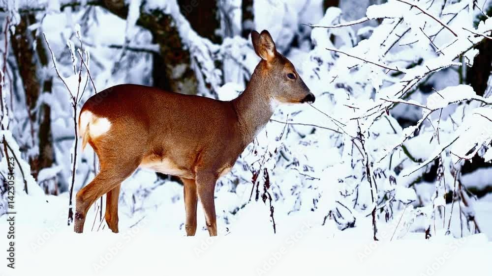 Deer Standing in Snow Covered Forest
Deer Standing in Snow Covered Forest