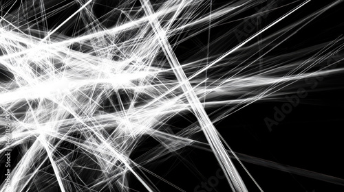 Abstract lines create dynamic network of connections and disconnections, evoking sense of energy and movement