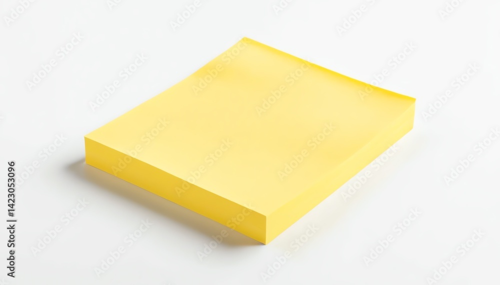 Single Yellow Sticky Note Pad Isolated on White Background Ideal for Office Supplies and Stationery Designs Single Yellow Sticky Note Pad Isolated on White Background Ideal for Office Supplies and Stationery Designs