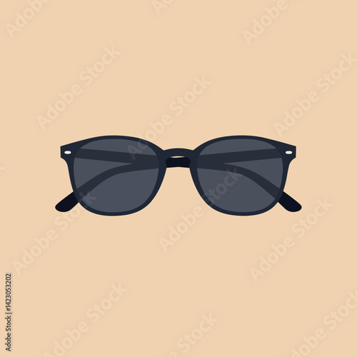 Black sunglasses with dark lenses vector illustration on beige background for fashion and summer accessories design 