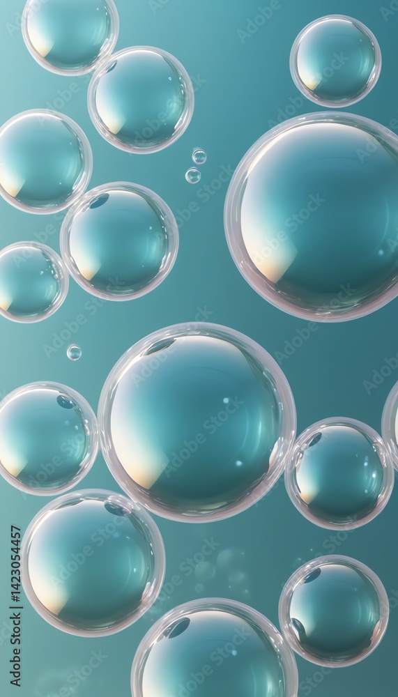 Abstract Teal Bubbles Background Image Floating Spheres Design for Wellness or Skincare Abstract Teal Bubbles Background Image Floating Spheres Design for Wellness or Skincare
