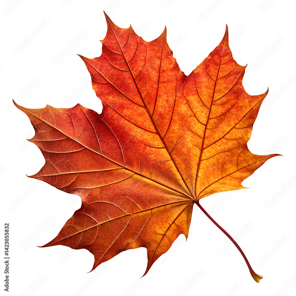 Obraz premium High resolution PNG of a real maple leaf in autumn colors