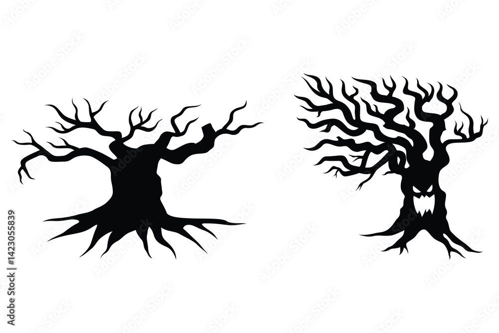 Obraz premium Vector Illustration of Halloween Tree Silhouette