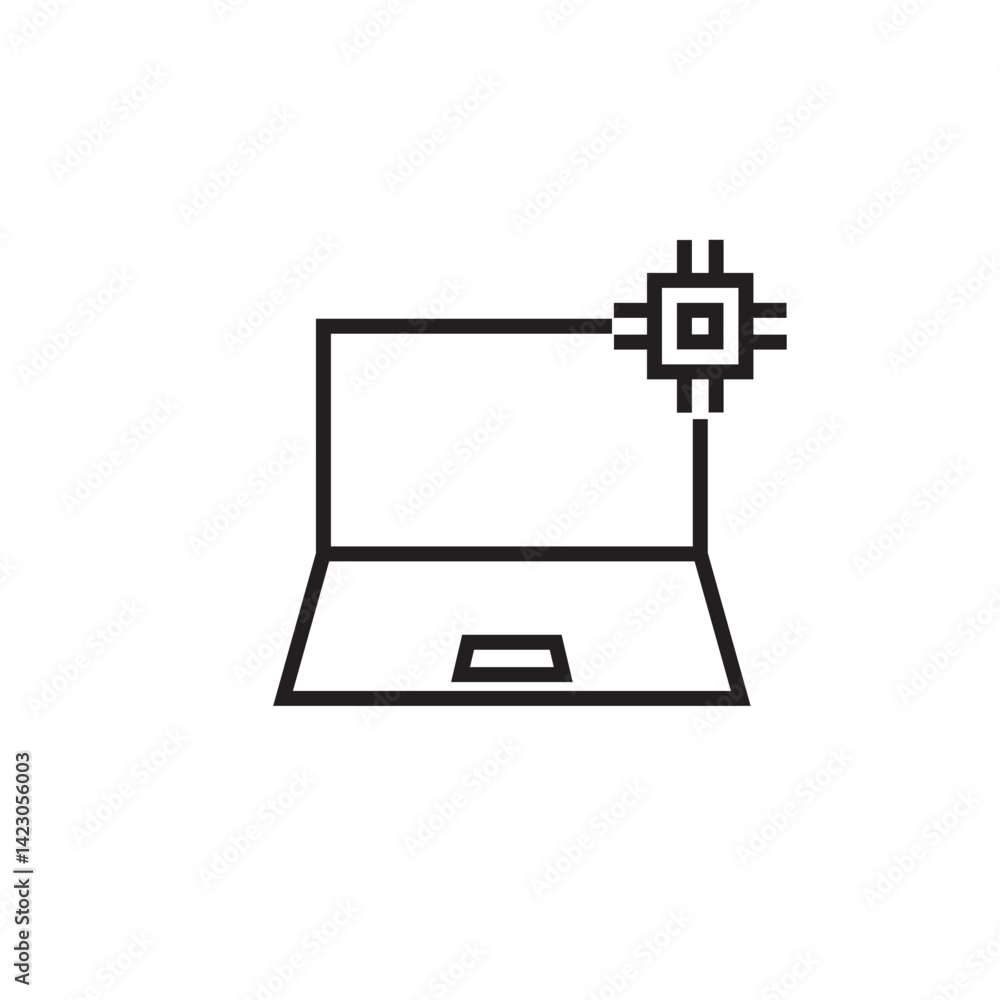 laptop chip icon editable outline stroke vector eps laptop chip icon editable outline stroke vector eps