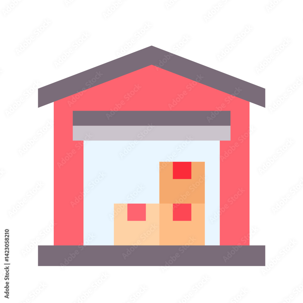 Warehouse icon vector image. Suitable for mobile apps, web apps and print media. Warehouse icon vector image. Suitable for mobile apps, web apps and print media.