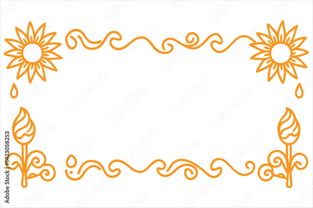 summer border design with one open side, ideal for stationery or journal pages summer border design with one open side, ideal for stationery or journal pages