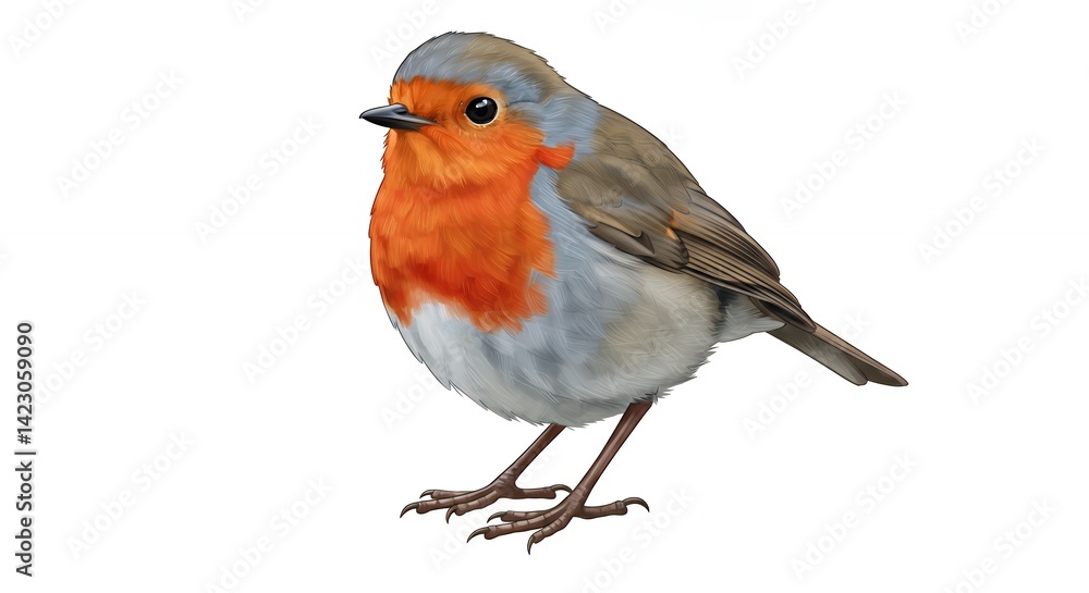 Charming detailed robin bird illustration wildlife nature animal avian Charming detailed robin bird illustration wildlife nature animal avian