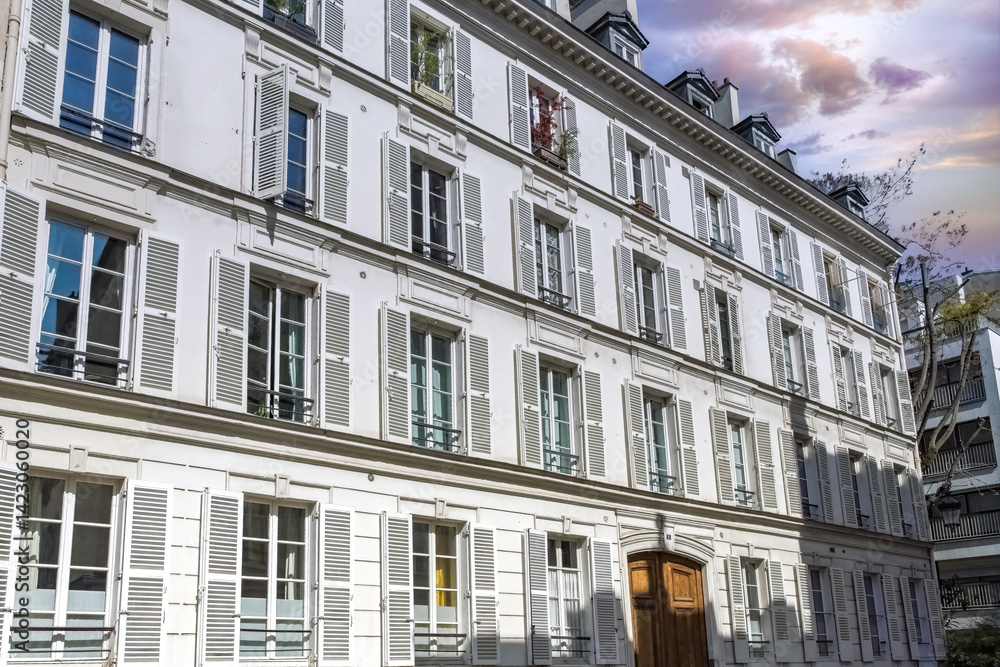 Obraz premium Paris, beautiful facades in the 7e arrondissement, rue de Babylone 