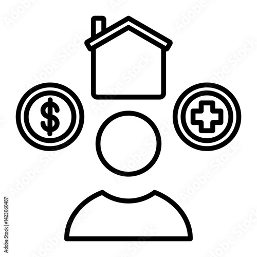 Employee Benefits Outline Icon Vector Illustration