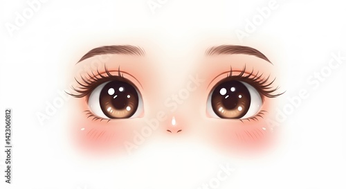 Cute cartoon eyes illustration soft dreamy style digital art beauty and fashion design