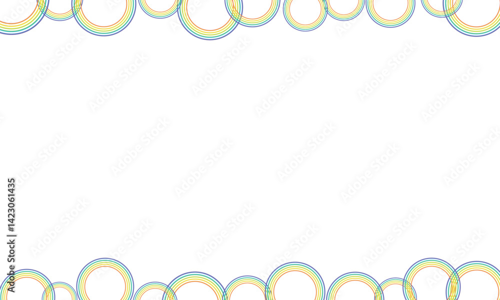 反転した線状の虹の輪が上下にたくさん並ぶフレーム 反転した線状の虹の輪が上下にたくさん並ぶフレーム