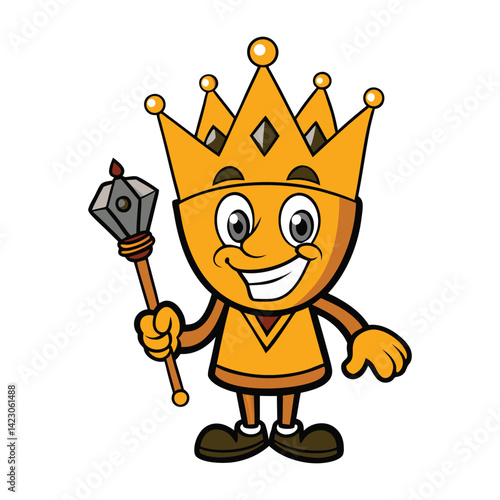 royal crown mascot with a confident smile