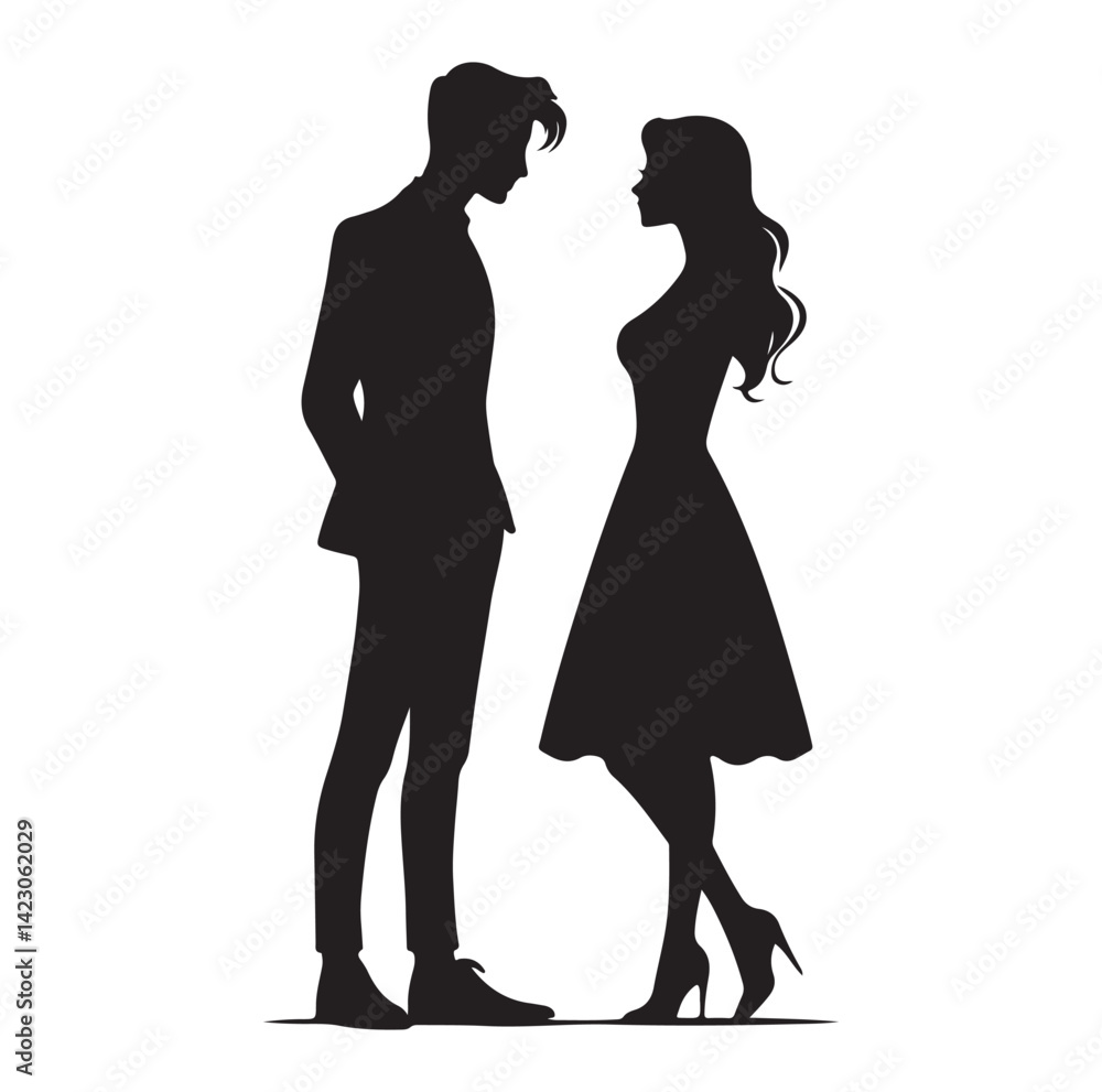 Couple looking each other silhouette vector illustration
Couple looking each other silhouette vector illustration