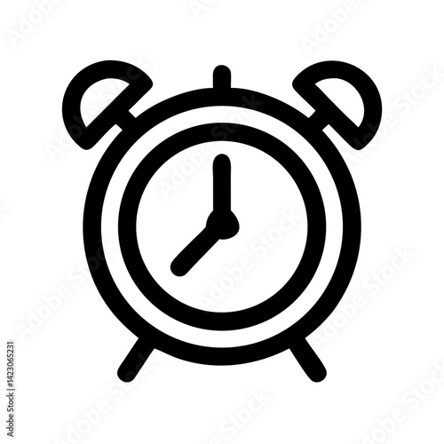Bold black alarm clock icon in line style