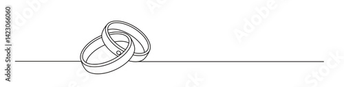 single line art of wedding rings. symbol of investment and eternal love. vector illustration