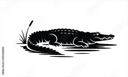 Crocodile Lounging on the Riverbank