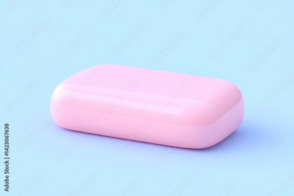 Soft pink rectangular bar of soap. A smooth, pastel-colored soap bar, simple and modern Soft pink rectangular bar of soap. A smooth, pastel-colored soap bar, simple and modern
