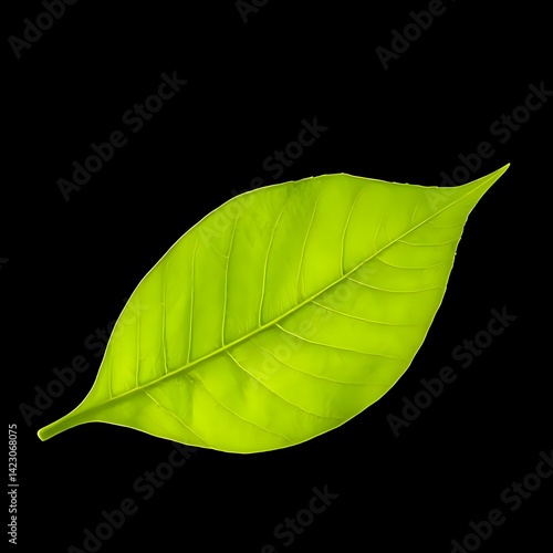 green leaf on black background