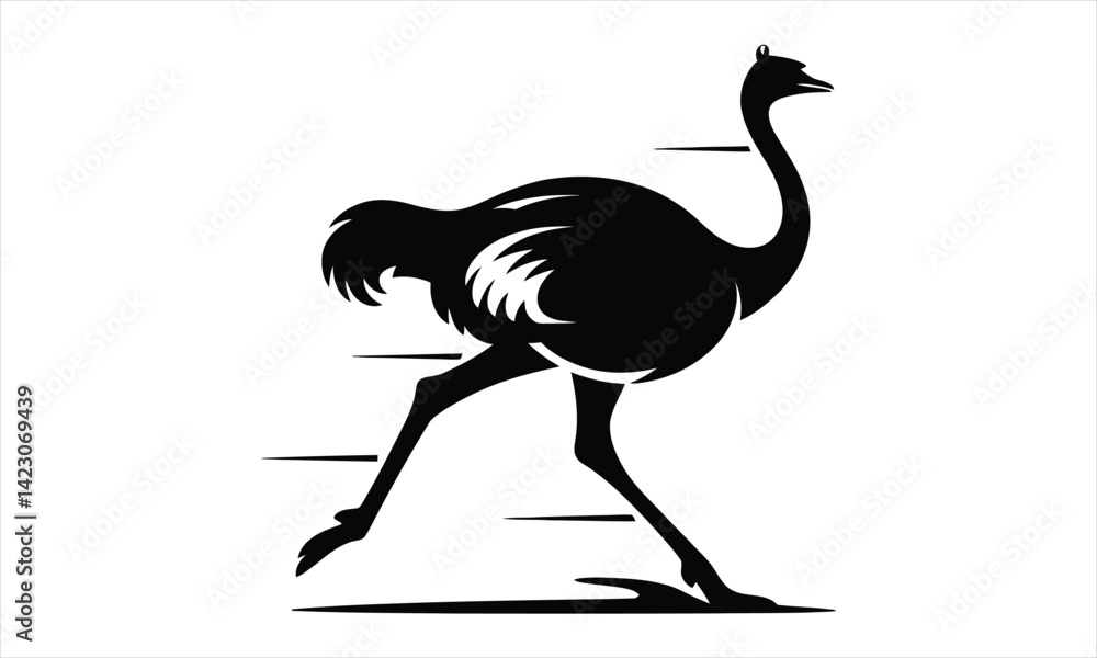 Fototapeta premium Ostrich Silhouette Black Bird Running