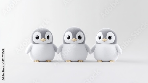 Three adorable cartoon penguins standing in a row