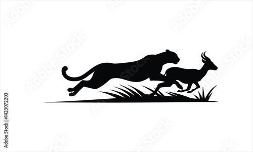 Cheetah Hunting Prey Silhouette
