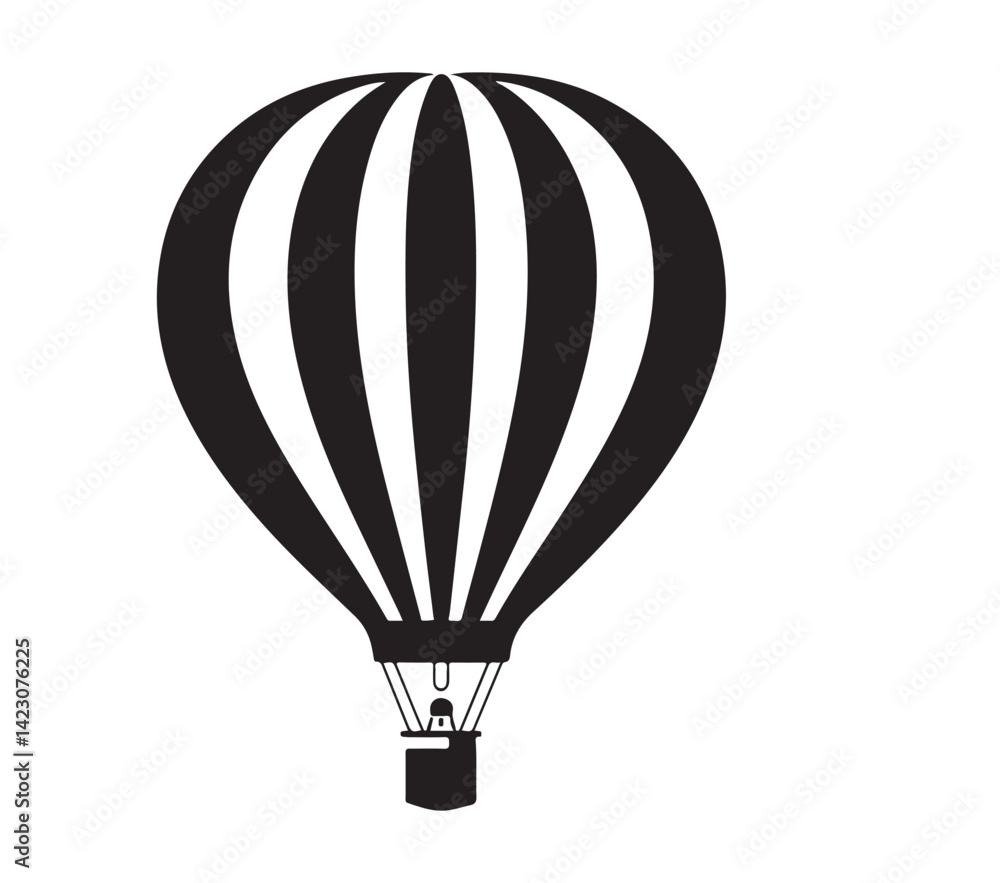 Naklejka premium Hot air balloon silhouette vector flat graphic illustration