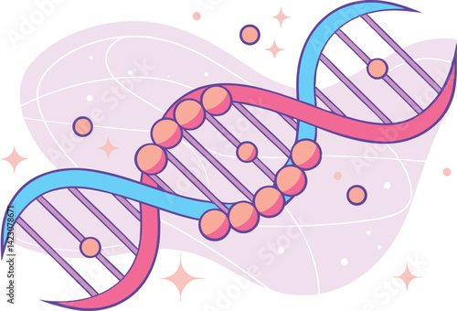 Stylized DNA Helix Vibrant Genetic Science Illustration