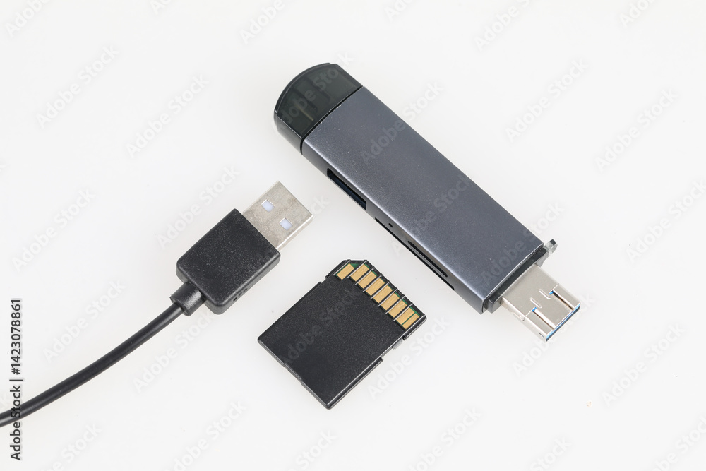 Data storage devices and accessories home office tech products minimalistic setting close-up view digital organization Data storage devices and accessories home office tech products minimalistic setting close-up view digital organization