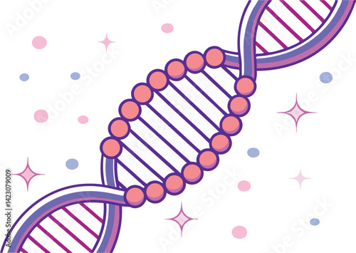 Stylized DNA Helix Vibrant Genetic Science Illustration
