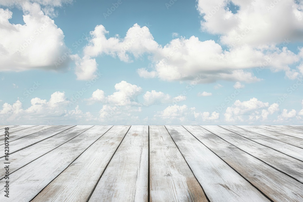 Wooden Floor with Cloudy Sky Wooden Floor with Cloudy Sky