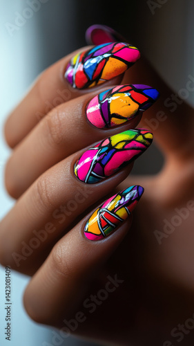 Wallpaper Mural Graffiti-inspired nails with bright hues and edgy lettering on a bold female hand, for an urban vibe Torontodigital.ca
