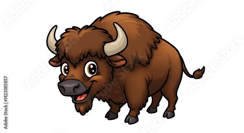 Adorable cartoon bison illustration childrens book mascot eco friendly branding graphic