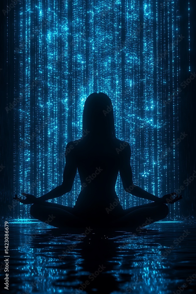 Woman Meditating Digital Code Woman Meditating Digital Code
