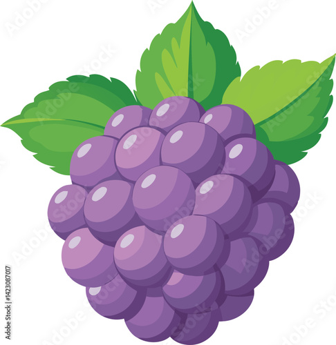 A vibrant vector art illustration of a delicious boysenberry, showcasing its rich colors and intricate details for a fresh, appetizing look.