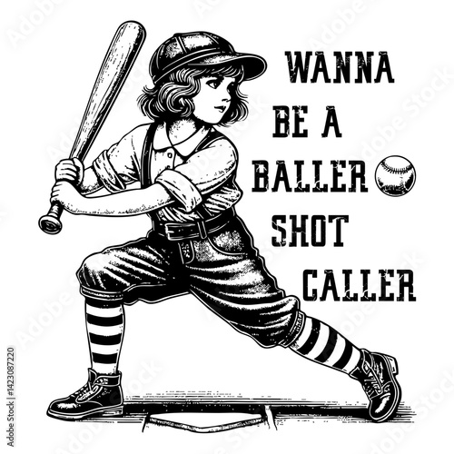 Beautiful girls are playing baseball, Wanna be a baller shot caller, Retro memes