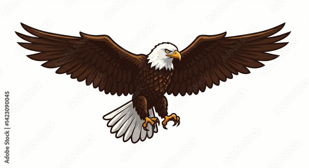 Obraz premium Eagle Flying with Wings Spread Illustration