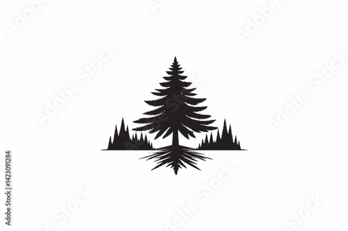 A Larch tree vector silhouette image adobe illustrator. eps