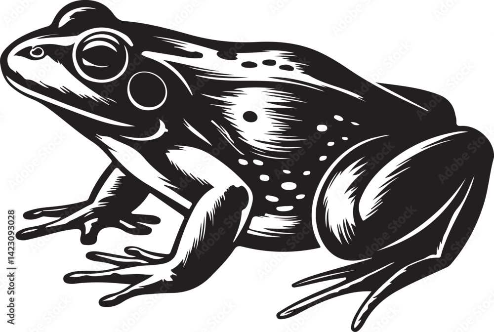 Fototapeta premium Frog Silhouette Vector Pack with Amphibian Pond Icons in Black Minimal Style
