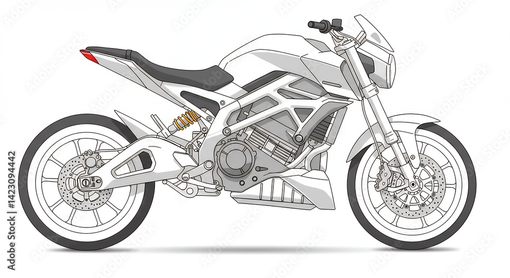 Fototapeta premium Modern motorcycle technical drawing sleek design and engineering details