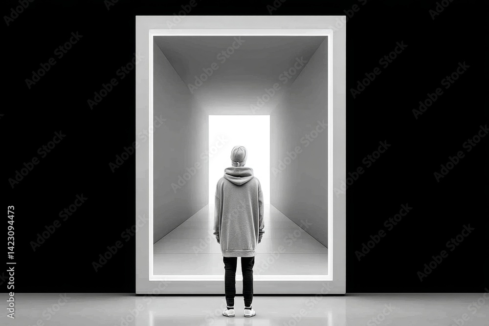 Obraz premium A person looking at a framed photo of a personal breakthrough moment