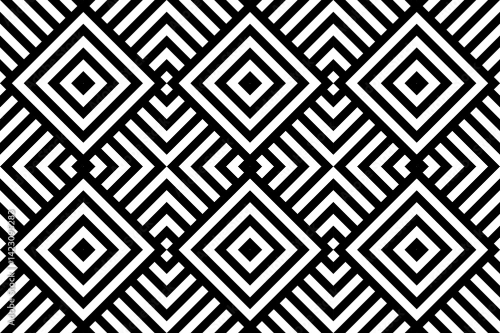 Abstract Seamless Geometric Checked Black and White Pattern. Abstract Seamless Geometric Checked Black and White Pattern.