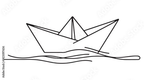Navigate Your Dreams Paper Boat Sailing Silhouette on Calm Waters