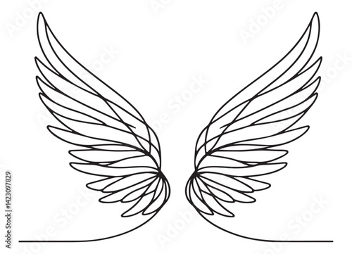 Angelic wing silhouette illustration for freedom and creative designs