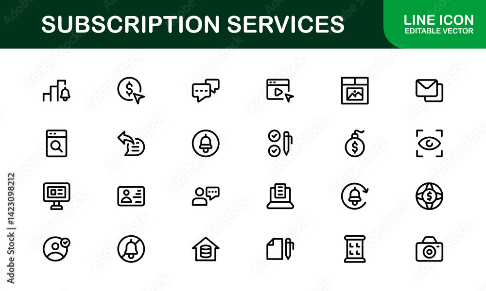 Professional Subscription Services Icon Set Vector Illustration. Most Useful Icons for Membership, Subscription, Billing, and Payment Systems. Professional Subscription Services Icon Set Vector Illustration. Most Useful Icons for Membership, Subscription, Billing, and Payment Systems.