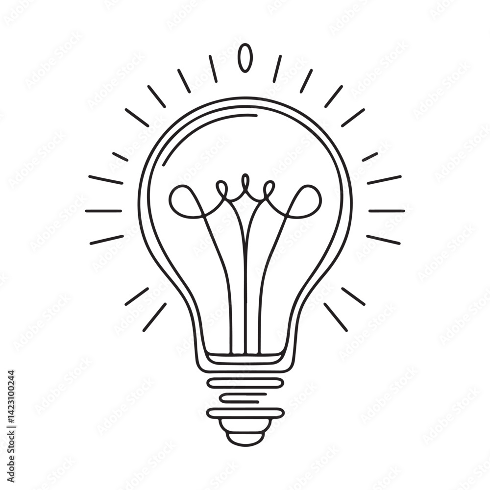 Creative Light Bulb Silhouette Line Art Concept Design Idea Creative Light Bulb Silhouette Line Art Concept Design Idea